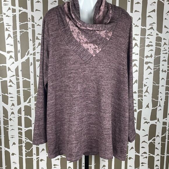 One World Charming Art Funnel Neck Top XXL Rose - Picture 1 of 5